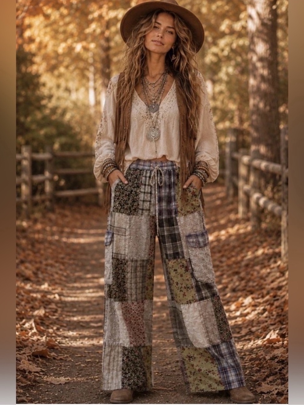 NWT Young Threads Patchwork Floral & Plaid Cargo Pants